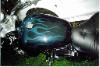 Custom painted Honda Shadow, flames, custom painting